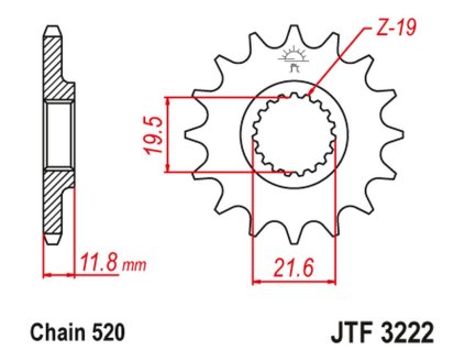 JT SPROCKETS Predná rozeta JTF3222 Polaris 250/300/350/400/425 '89-99'