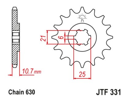 JT SPROCKETS Predná rozeta JTF331 Honda CB 750 F/K '77-78'
