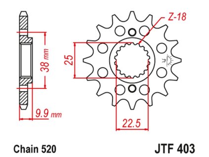 JT SPROCKETS Predná rozeta JTF403 BMW G 450 x '08-11', Husqvarna 449/511 TC/TE/SM '11-12'