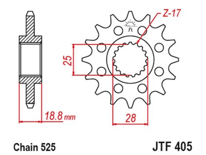 JT SPROCKETS Predná rozeta JTF405 s tlmiacou gumou M 20 BMW F 800R '09-'20