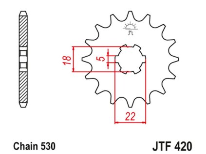 JT SPROCKETS Predná rozeta JTF421 11 zubov Yamaha Yt 125/175 '82-85'