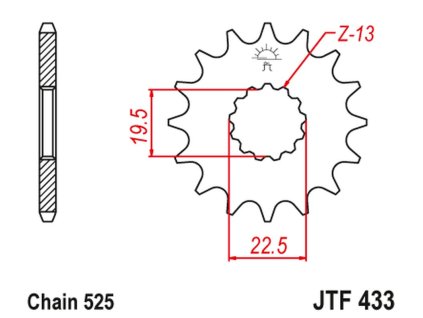 JT SPROCKETS Predná rozeta JTF433 Suzuki GSF/GSX/RF 400 '86-94', TS/Tm 250 '71-83'