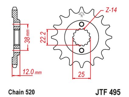 JT SPROCKETS Predná rozeta JTF495 15 zubov Ducati Paso Sport 750 '86-90'