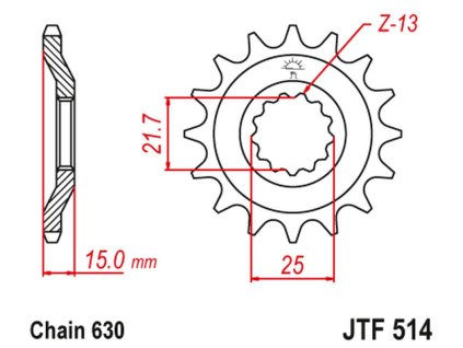 JT SPROCKETS Predná rozeta JTF514 15 zubov Kawasaki GPZ 750 Unitrack '82-'89