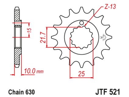 JT SPROCKETS Predná rozeta JTF521 15 zubov Kawasaki Z 900 A4 '76', Z 1000 '77-80'