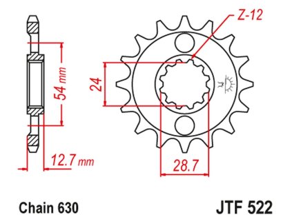 JT SPROCKETS Predná rozeta JTF522 Kawasaki Z 1000 '81-83', GPZ 1100 '81-82' Z 1100 '84-86'