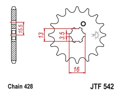 JT SPROCKETS Predná rozeta JTF542 Yamaha DT 80 MX-S '83-84'