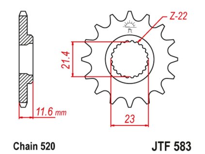 JT SPROCKETS Predná rozeta JTF583 Yamaha TT 250 '93-04'