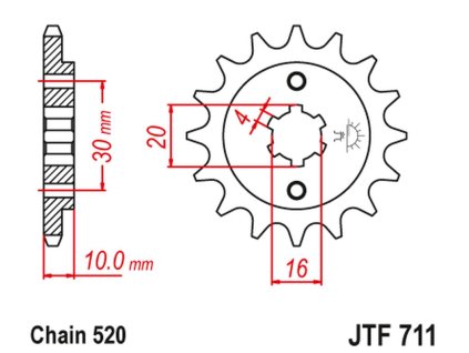 JT SPROCKETS Predná rozeta JTF711 Cagiva 125 W8/FRECCIA/PLANET/MITO/Raptor '85-10'