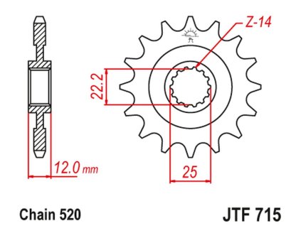 JT SPROCKETS Predná rozeta JTF715 Gas Gas EC 125/200/250/300/400/450/515 '00-18'