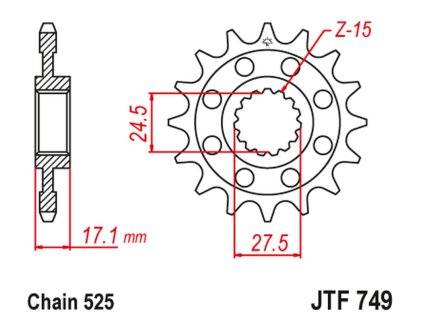 JT SPROCKETS Predná rozeta JTF749 s tlmiacou gumou Ducati Panigale 1199/1299 '12-'16