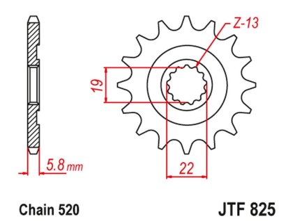 JT SPROCKETS Predná rozeta JTF825 13 zubov Husqvarna TC/TE/Txc 250/310 '09-13'