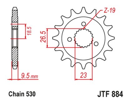 JT SPROCKETS Predná rozeta JTF884 21 zubov Harley Davidson XLH883 Sportster '84-90'; XLH1200 Sportster '84-90'