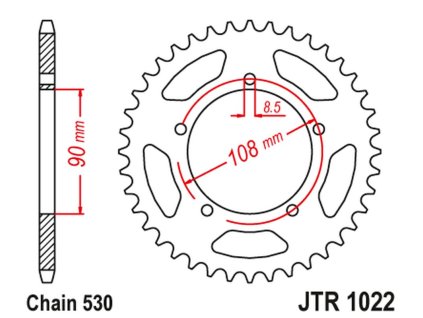 JT SPROCKETS Zadná rozeta JTR1022 Ducati 500 Desmo/ SL '79-84'; 750 F1 '85-88'; 900 S2 '83-85' Cagiva 350/650 Alazzurra Sports '85-88'