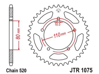 JT SPROCKETS Zadná rozeta JTR1075 Kymco 250 Venox '04-09'
