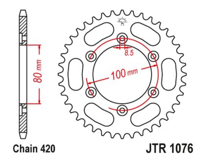 JT SPROCKETS Zadná rozeta JTR1076 Rieju 50 Spike '02-05', Tango '03-05'
