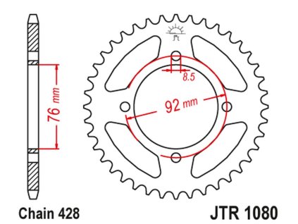 JT SPROCKETS Zadná rozeta JTR1080 39 zubov pre pitbike Thumpstar a X-Sport od 100 ccm