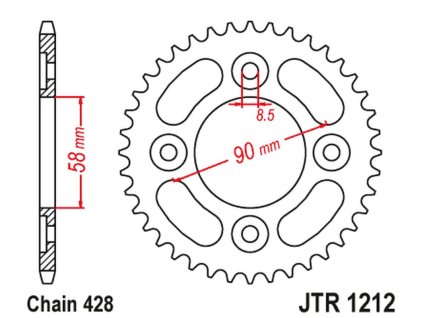 JT Zadná rozeta JTR1212 35 zubov Honda 110 Wave/Astrea Grand '12-18', Innova/Supra-X '03-18', SYM Vf 125