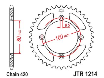 JT SPROCKETS Zadná rozeta JTR1214 Honda CRF 70 '04-12'; CRF 110 '13-21', XR 70/80 '97-03', CR 50/80 '82-84'