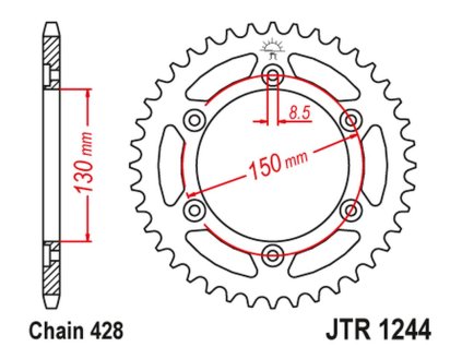 JT SPROCKETS Zadná rozeta JTR1244 51 zubov Honda VT 250 F '89-90', CBR 250 RR '89-00'