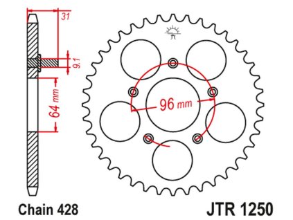 JT SPROCKETS Zadná rozeta JTR1250