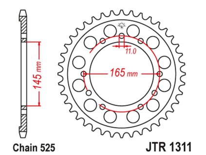JT SPROCKETS Zadná rozeta JTR1311 Honda Ntv 650 Bro'S '88-91', Nt/Ntv/VFR 400 '87-91'