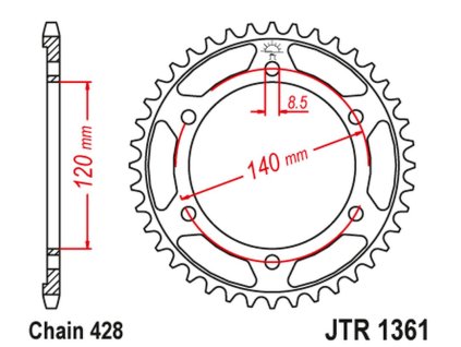 JT SPROCKETS Zadná rozeta JTR1361 50 zubov Honda Xlr 250 Baja '88-94'
