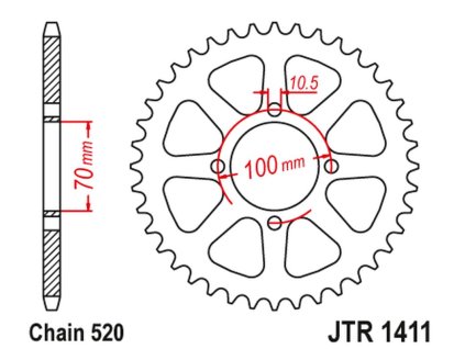 JT SPROCKETS Zadná rozeta JTR1411 50 zubov Kawasaki Klt 200/250 '82-85'