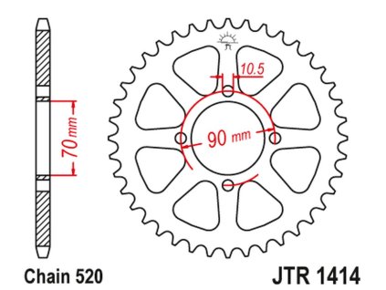 JT SPROCKETS Zadná rozeta JTR1414 Kawasaki Ksf 250 Mojave '87-04', Kef 300 Lakota '95-03'