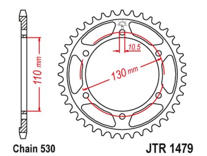 JT SPROCKETS Zadná rozeta JTR1479 čierna Yamaha YZF-R1 1000 '09-14'