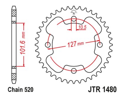 JT SPROCKETS Zadná rozeta JTR1480 Polaris 450 Outlaw '08-10', Predator '03-07', Outlaw '08-10'