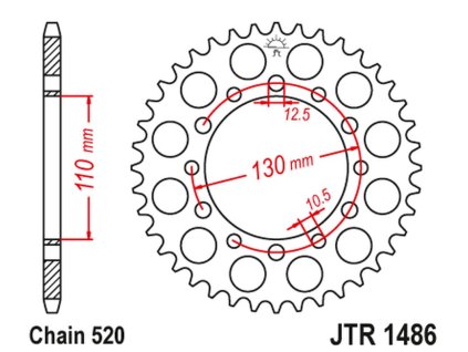JT SPROCKETS Zadná rozeta JTR1486 Honda TRX 200 '90-97', Kawasaki El 250 '88-03'