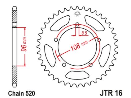 JT SPROCKETS Zadná rozeta JTR16 Aprilia Tuareg/Tuareg Wind '86-88', Gilera 125 XR/1 '88'