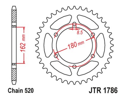 JT SPROCKETS Zadná rozeta JTR1786 52 zubov Suzuki Pe 250 '80-82', Pe 400 '80-81'