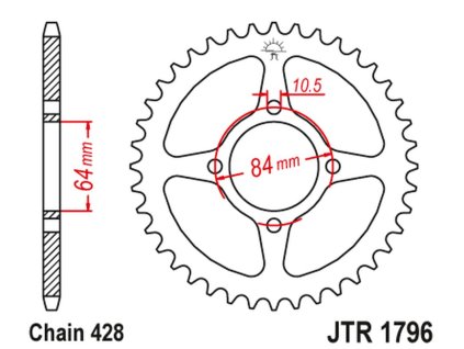 JT SPROCKETS Zadná rozeta JTR1796 Suzuki Rv 125 Van Van '03-16'