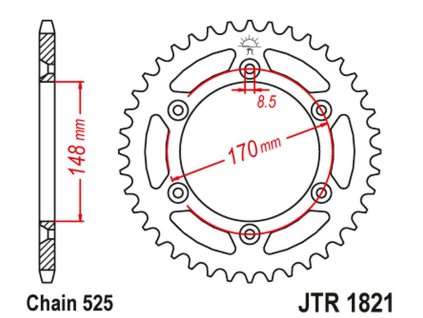 JT SPROCKETS Zadná rozeta JTR1821 47 zubov Suzuki DR 800 Big '94'