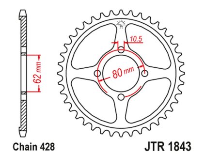 JT SPROCKETS Zadná rozeta JTR1843 Yamaha TT-R 125 '02-21'