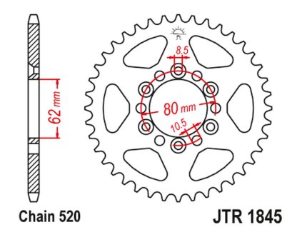 JT SPROCKETS Zadná rozeta JTR1845 37 zubov Yamaha TDR 125 '93-'99