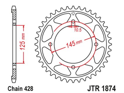 JT SPROCKETS Zadná rozeta JTR1874 Yamaha XVS 125 Drag Star '00-04, XVS 250 Drag Star '01-04'