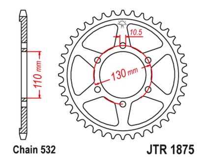 JT SPROCKETS Zadná rozeta JTR1875 48 zubov Yamaha YZF-R6 '03-10'