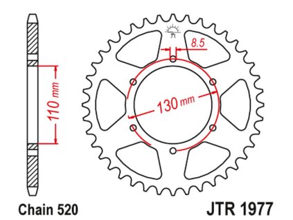 JT SPROCKETS Zadná rozeta JTR1977 Honda XR 200 '80-81', XL 250 '76-77'
