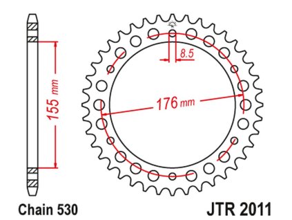 JT SPROCKETS Zadná rozeta JTR2011 čierna Triumph 955/1050, Triumph 900/955/1000