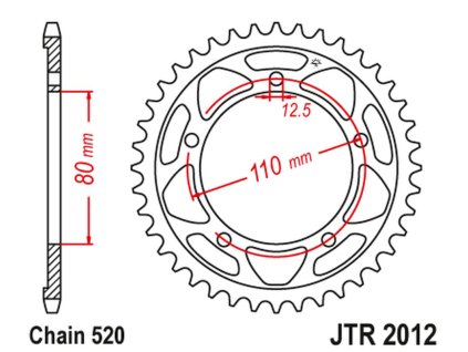 JT SPROCKETS Zadná rozeta JTR2012 42 zubov Triumph 865 America/America LT/Speedmaster '14-17'
