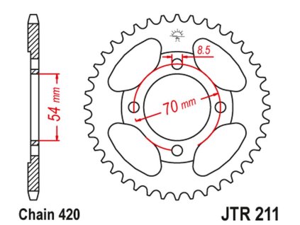 JT SPROCKETS Zadná rozeta JTR211 Honda C 90 Cub '84-02'