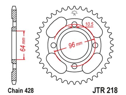 JT SPROCKETS Zadná rozeta JTR218 44 zubov Honda Cg 125 '00-06