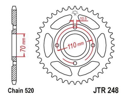 JT SPROCKETS Zadná rozeta JTR248 44 zubov Honda CB 250 Rsa '80-83'