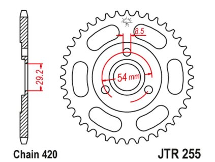 JT SPROCKETS Zadná rozeta JTR255 Honda Z 50 Monkey