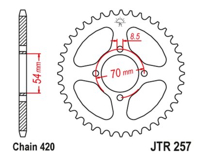 JT SPROCKETS Zadná rozeta JTR257 Honda C 50/70 '75-87'