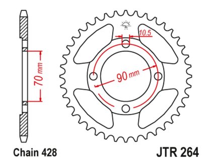JT SPROCKETS Zadná rozeta JTR264 45 zubov