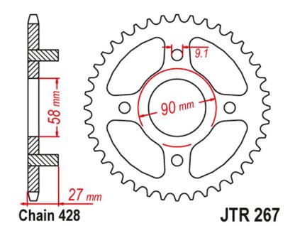 JT SPROCKETS Zadná rozeta JTR267 39 zubov